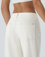 Pockets Baggy Wide Leg Washed Casual Jeans