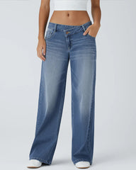 Pockets Baggy Wide Leg Washed Casual Jeans