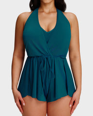 Halter V-Neck Tummy Control Swim Romper
