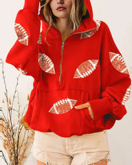Womens Game Day Sweatshirts Football Sequin Hoodies