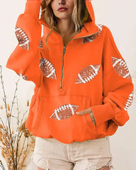 Womens Game Day Sweatshirts Football Sequin Hoodies
