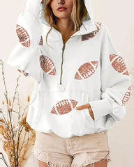 Womens Game Day Sweatshirts Football Sequin Hoodies