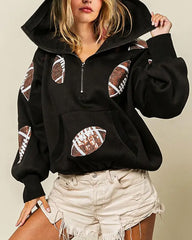 Womens Game Day Sweatshirts Football Sequin Hoodies
