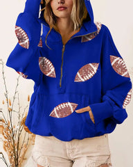 Womens Game Day Sweatshirts Football Sequin Hoodies
