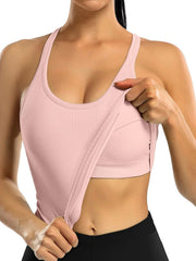Ribbed Workout Tank Top with Built-In Bra