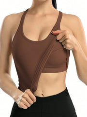 Ribbed Workout Tank Top with Built-In Bra