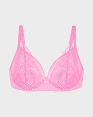 Plus Size Lace Mesh Full-Coverage Underwire Bra
