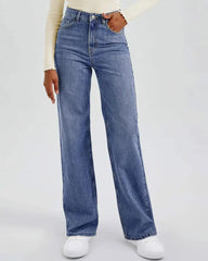 Minimalist High Waist Denim Stretch Wide Leg Jeans