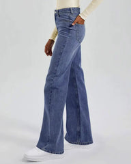 Minimalist High Waist Denim Stretch Wide Leg Jeans