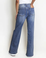 Minimalist High Waist Denim Stretch Wide Leg Jeans