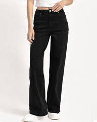 Minimalist High Waist Denim Stretch Wide Leg Jeans
