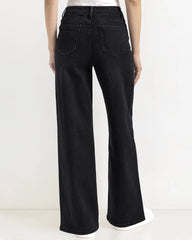 Minimalist High Waist Denim Stretch Wide Leg Jeans