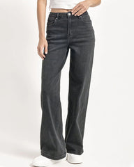 Minimalist High Waist Denim Stretch Wide Leg Jeans