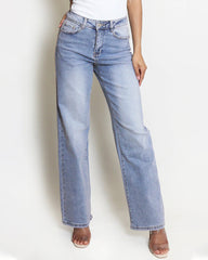 Minimalist High Waist Denim Stretch Wide Leg Jeans