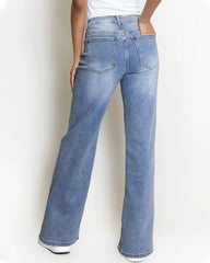 Minimalist High Waist Denim Stretch Wide Leg Jeans