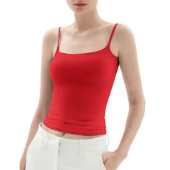 Women's Double Layer Spaghetti Strap Tank Top - Soft Stretchy Cami