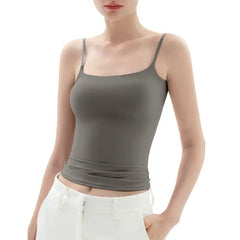 Women's Double Layer Spaghetti Strap Tank Top - Soft Stretchy Cami