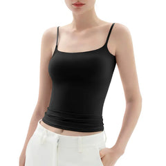Women's Double Layer Spaghetti Strap Tank Top - Soft Stretchy Cami