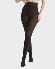 Semi-Transparent Single Seam Fleece Lined Tights