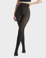 Semi-Transparent Single Seam Fleece Lined Tights