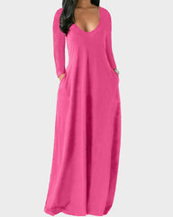 Solid Color Pocket Lounge Dress