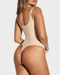 V Neck Tummy Control Thong Bodysuit Shapewear