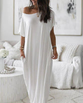 Off-Shoulder Batwing Sleeve Maxi Dress