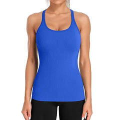Ribbed Workout Tank Top with Built-In Bra