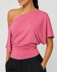 Elengatine Women Off Shoulder Crop Top – Slim Fit Casual Tee