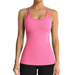 Ribbed Workout Tank Top with Built-In Bra