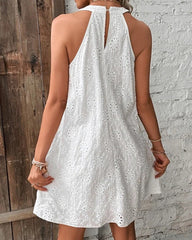 Openwork Halter Neck A-Line Dress