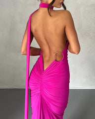 Garze Backless Rose Maxi Dress