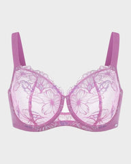 Floral Lace Plus Size Unlined Minimizer Bra