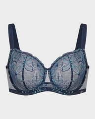 Floral Lace Plus Size Unlined Minimizer Bra