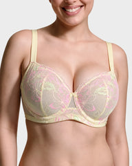 Floral Lace Plus Size Unlined Minimizer Bra