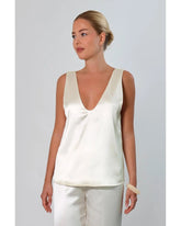 Women’s Deep V Neck Satin Tank Top