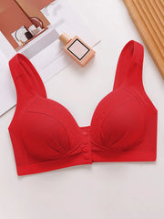 Women's Front Closure Push-Up Jacquard Bra - Comfort & Style