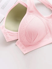 Women's Front Closure Push-Up Jacquard Bra - Comfort & Style