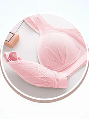 Women's Front Closure Push-Up Jacquard Bra - Comfort & Style