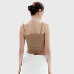 Women's Double Layer Spaghetti Strap Tank Top - Soft Stretchy Cami