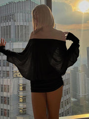 Off Shoulder Sheer Ruched Mini Dress for Party & Holiday