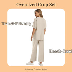Women’s Two-Piece Set – Oversized Top & Wide-Leg Pants
