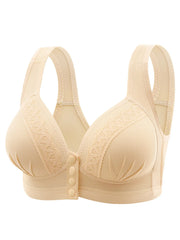 Women's Front Closure Push-Up Jacquard Bra - Comfort & Style