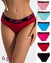 Women's High Rise Love Letter Tape Panties(6 Pack)