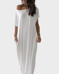 Off-Shoulder Batwing Sleeve Maxi Dress