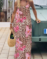 Women's Leopard Print Backless Cami Dress