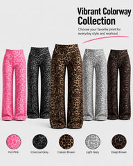 High-Waist Solid & Leopard Flare Pants