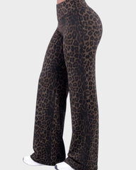 High-Waist Solid & Leopard Flare Pants