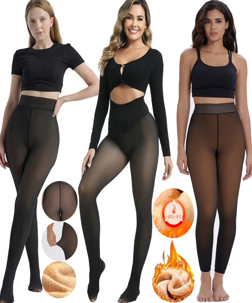 Sheer Illusion Fleece-Lined Tights