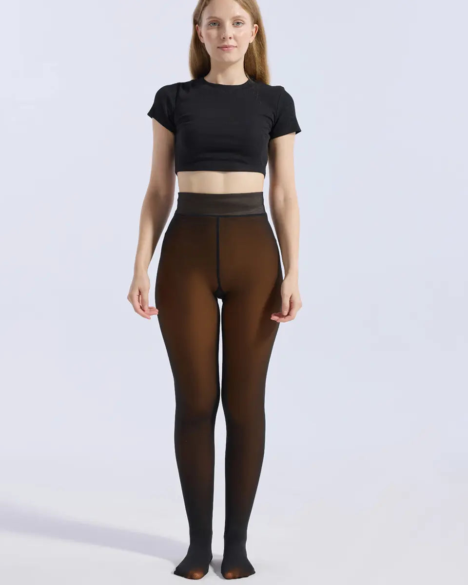 Sheer Illusion Fleece-Lined Tights